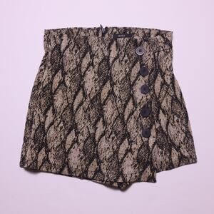 Snake Print Mini Skort High Waisted Button Front Skirt Shorts Women’s